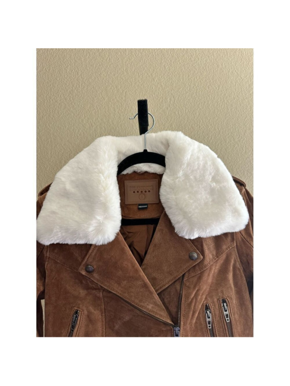 Blank NYC Alder Suede Faux Fur-Collar Moto Jacket Size S - Picture 4 of 5